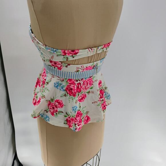 Betsey Johnson High Waist Tankini Swimsuit 2 Piece Underwire Prisoner of Love S - Picture 7 of 16